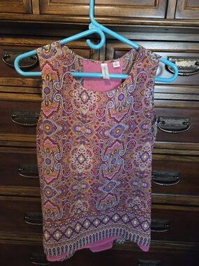 Tacera Pink Paisley Sleeveless Tunic
